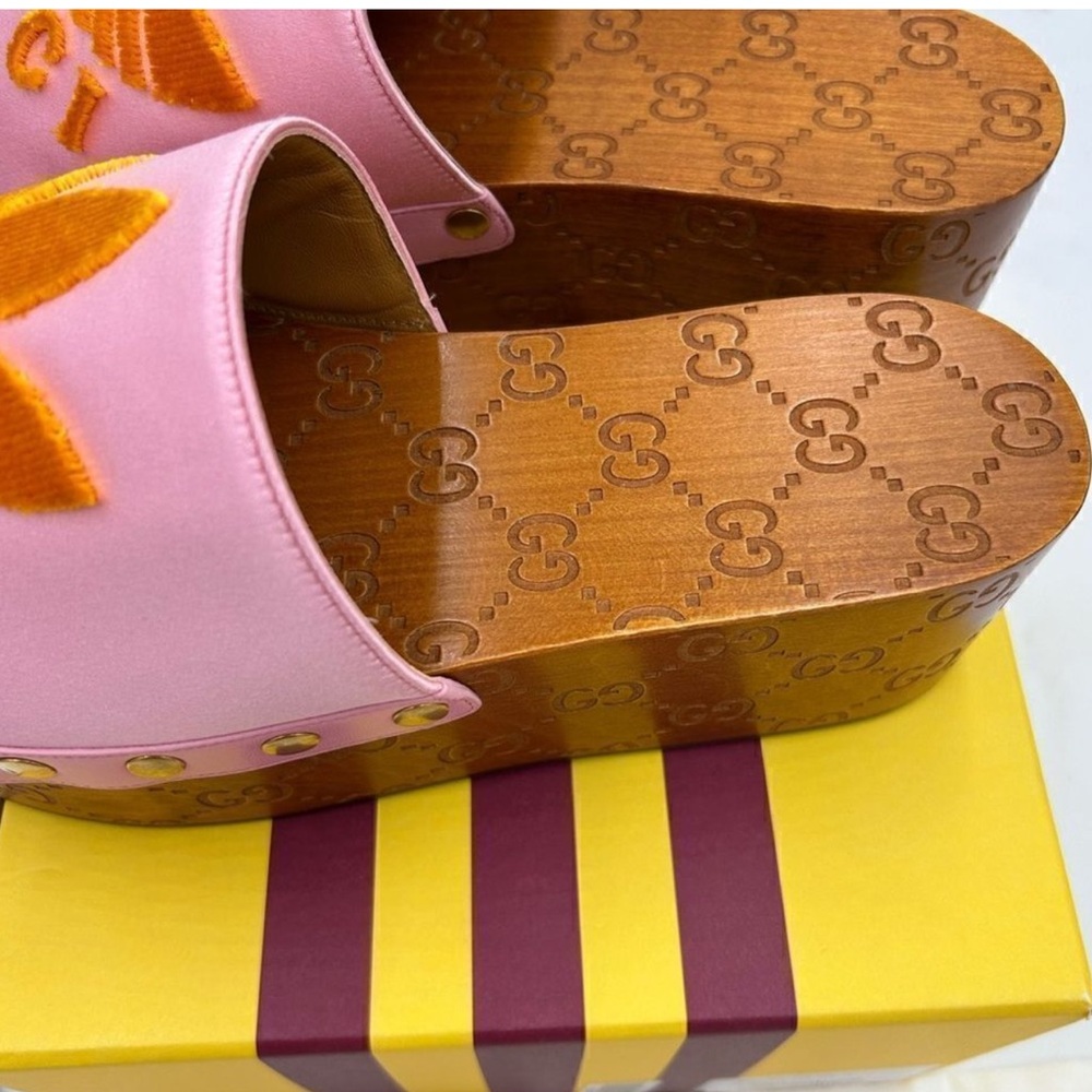 Women’s Gucci, X Adidas, pink satin GG clogs size 37 made in Italy - Picture 4 of 5